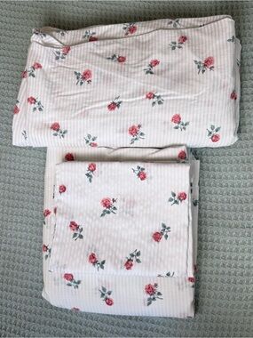 Vintage Cannon Queen Sheet Set White Roses Cottagecore Grannycore Made in USA
